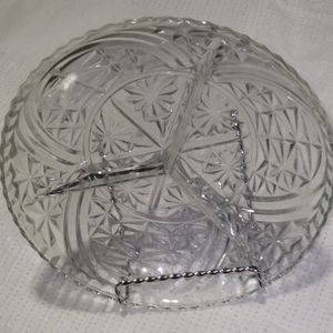 Vintage Clear Glass Divided Bowl